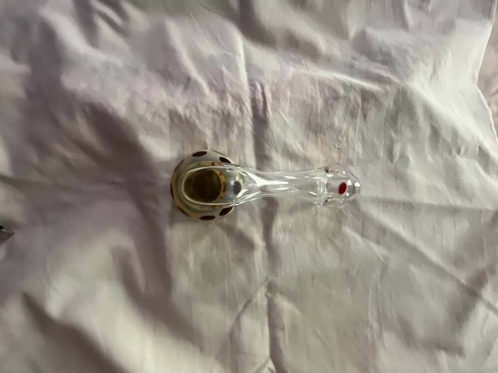 Hand Blown Glass Spoon Piece with Polka Dot Pattern - Picture 5 of 8